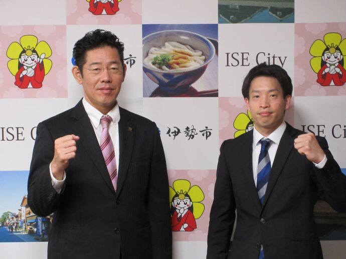 体操NHK杯2024に出場する選手と市長の記念写真
