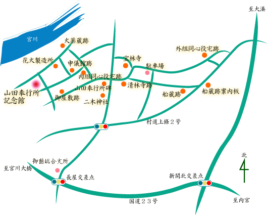 地図：山田奉行所周辺
