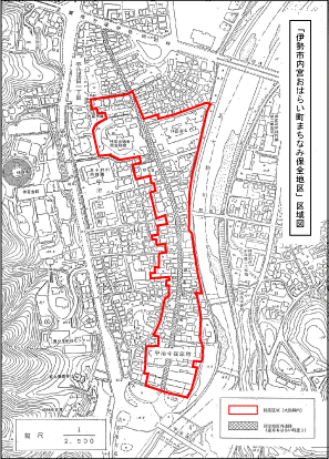 「伊勢市内宮おはらい町まちなみ保全地区」区域図