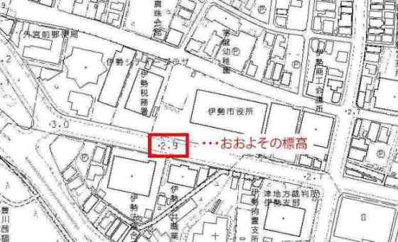 地図：標高の記載イメージ