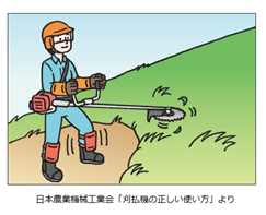 イラスト：草刈機の正しい使い方イメージ