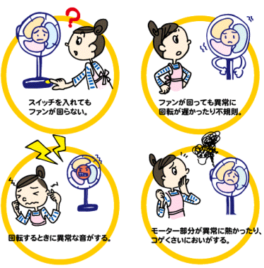イラスト：扇風機の異常