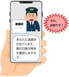 イラスト：偽警察官とのLINE動画通話