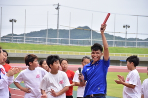 写真：陸上交流教室の様子