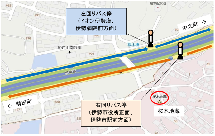 桜木地蔵前バス停の位置