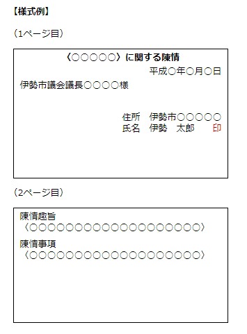 陳情の様式例