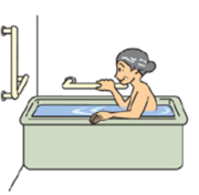 高齢者の入浴中のイラスト