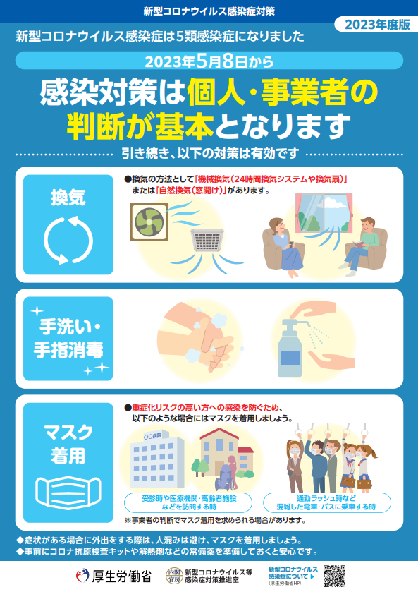 感染症対策は個人・事業所の判断が基本となります