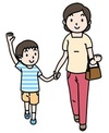 イラスト：大人と手をつないで歩く子ども