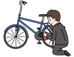 イラスト：自転車を点検する様子