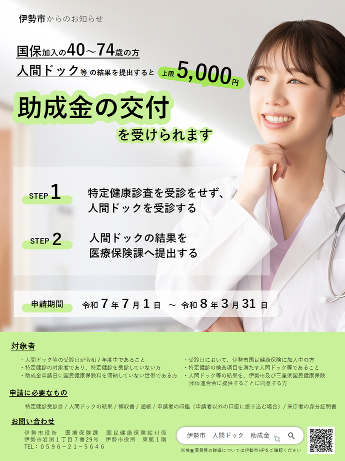 人間ドック等助成金　ポスター