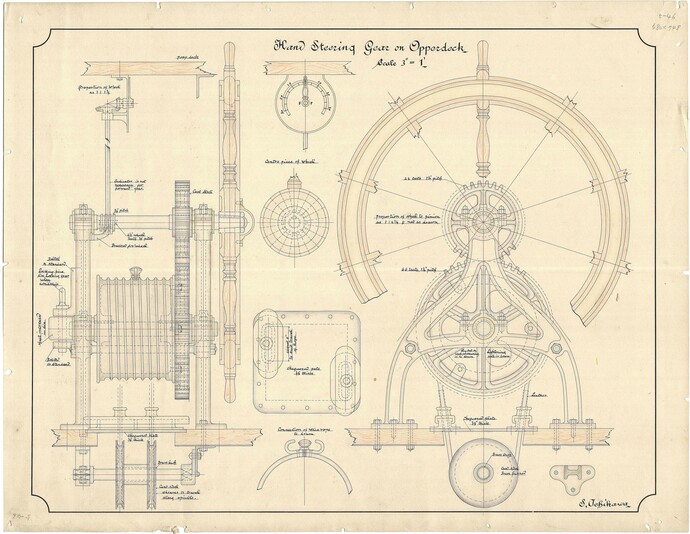 画像：操舵輪構造図