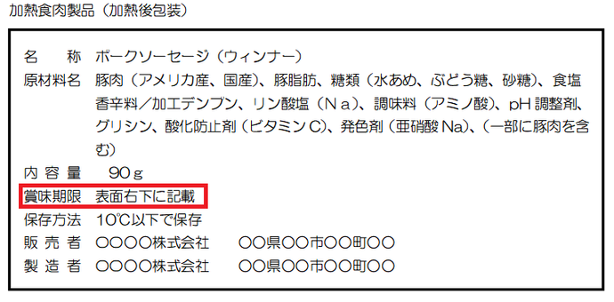 賞味期限の表示