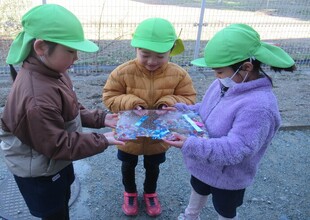 缶のケースに入れて作ったグループ、大きな四角の氷ができました