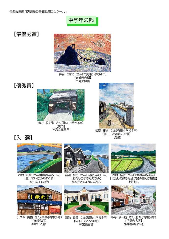 景観絵画コンクール中学年の部入賞作品