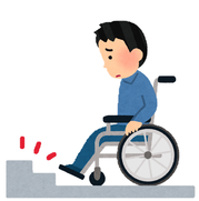 イラスト：車いすで階段