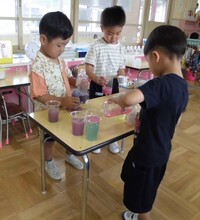 色水遊びをしているき組さん