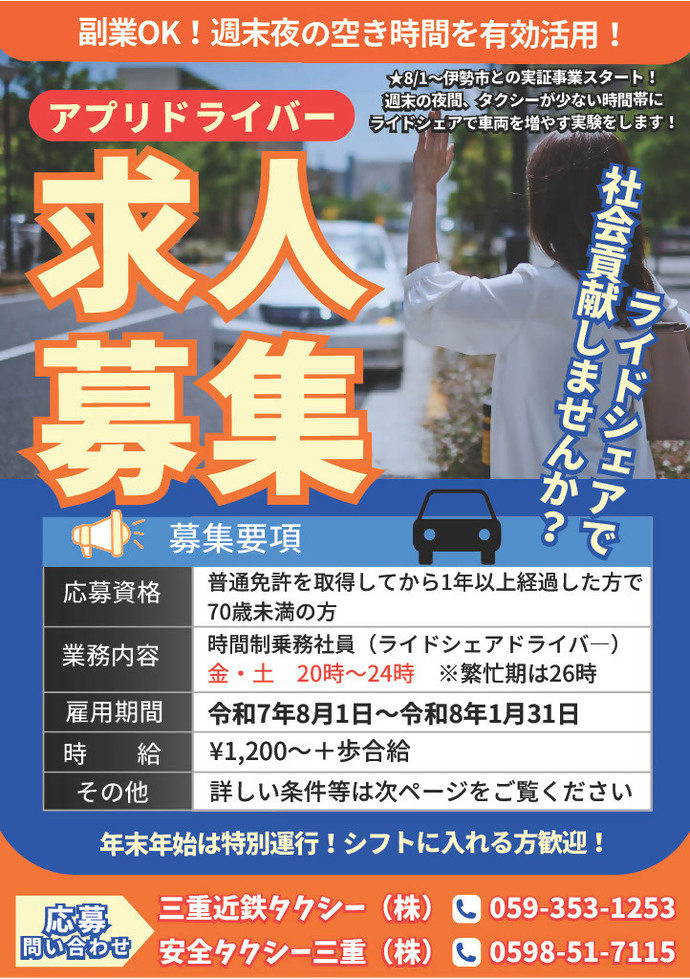 ライドシェアドライバー募集の画像