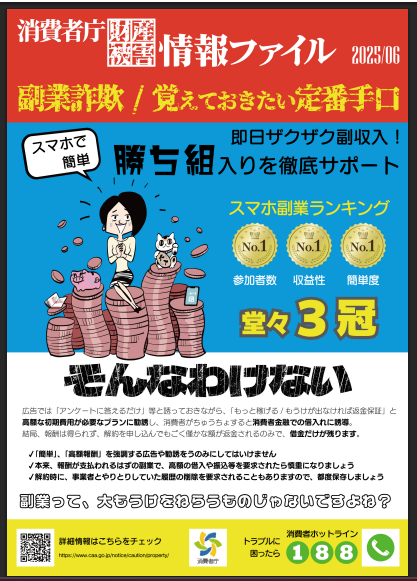 チラシ：「アンケートに答えるだけ」の副業に注意