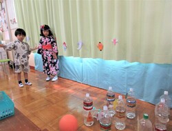 ボーリングをしているところ