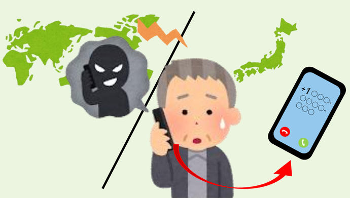 イラスト：国際的な詐欺電話