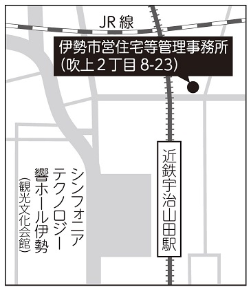 伊勢市営住宅等管理事務所位置図(近鉄宇治山田駅が最寄りです)