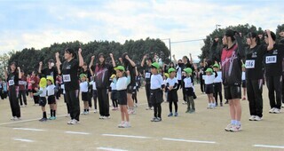 準備運動をしているところ
