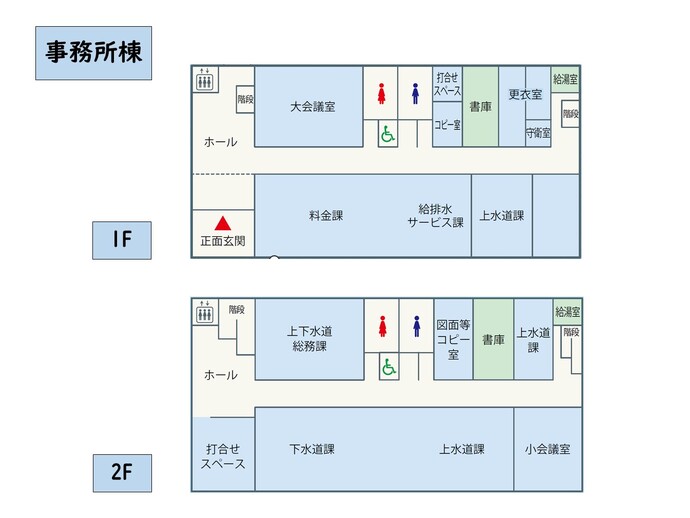 事務所棟の階層平面図です。