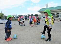 ドリブルをしているところ