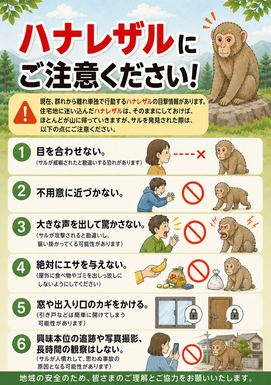 ハナレザルにご注意ください!